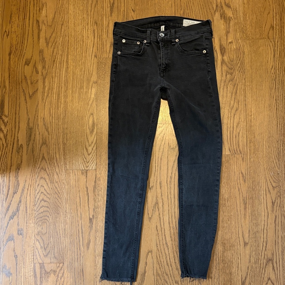 rag & bone women's Skinny Black raw hem jeans